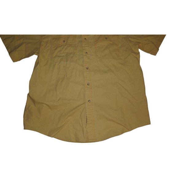 Mens LL Bean Yellow Button Up Collared Chest Pocket Short Sleeve Shirt SZ Large - Picture 7 of 9